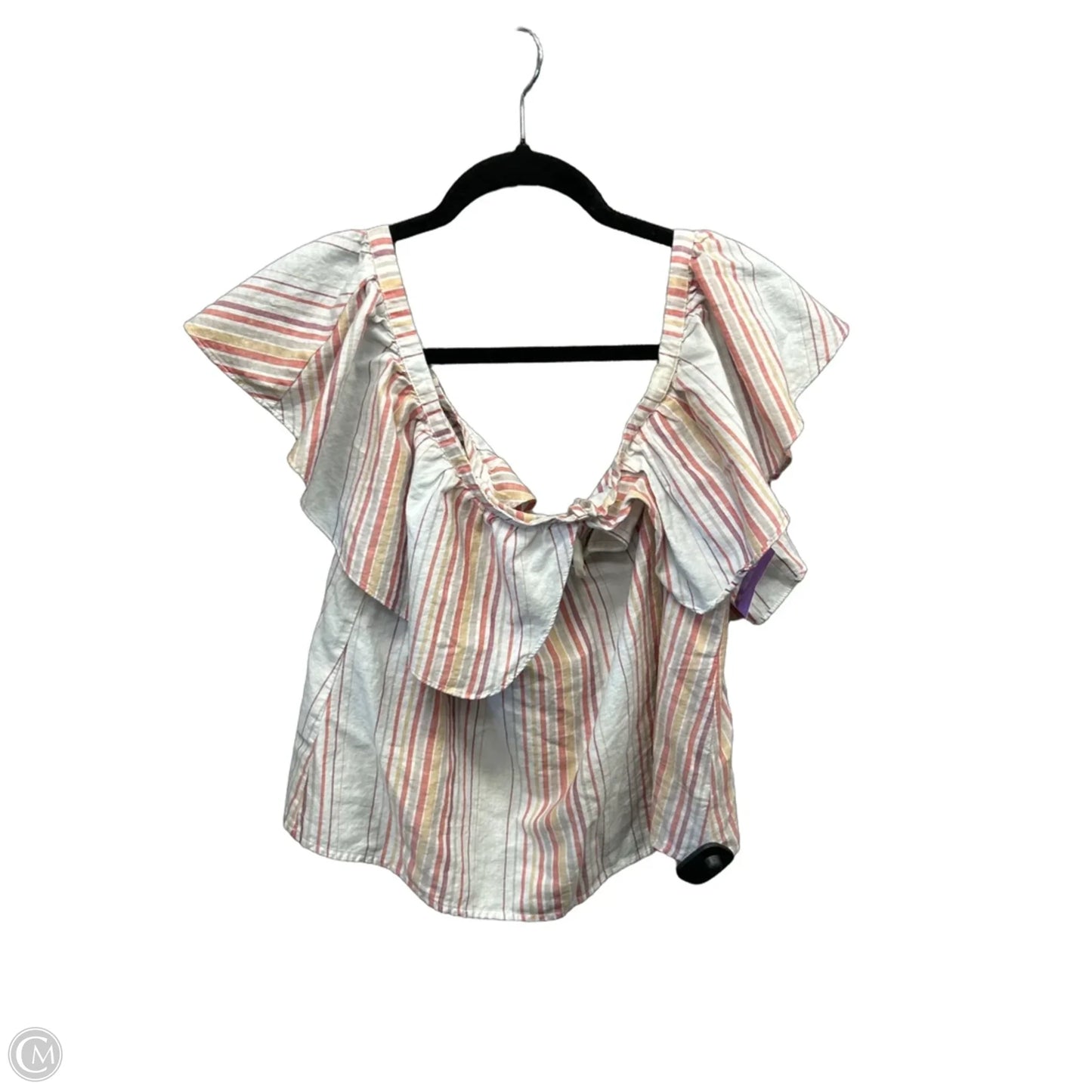 Top Short Sleeve By Express In Striped Pattern, Size: M
