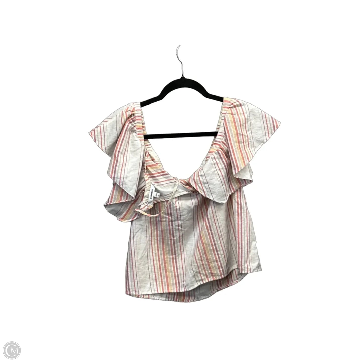 Top Short Sleeve By Express In Striped Pattern, Size: M