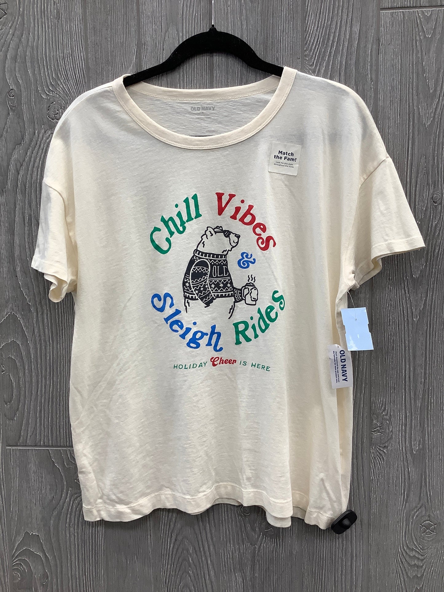 Top Short Sleeve By Old Navy In Cream, Size: L