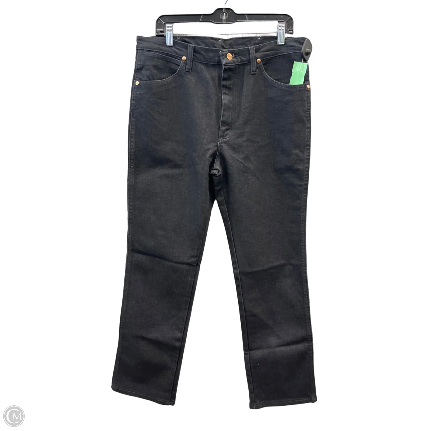 Jeans Straight By Wrangler In Black Denim, Size: 14