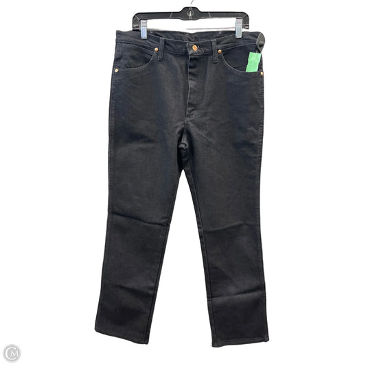 Jeans Straight By Wrangler In Black Denim, Size: 14