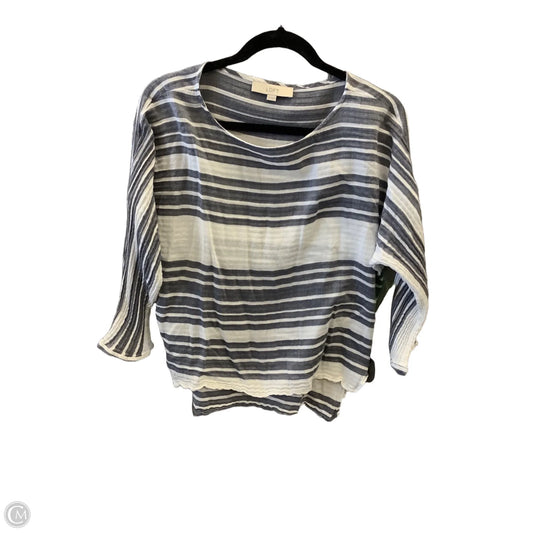 Top Long Sleeve By Loft In Grey & White, Size: Xs