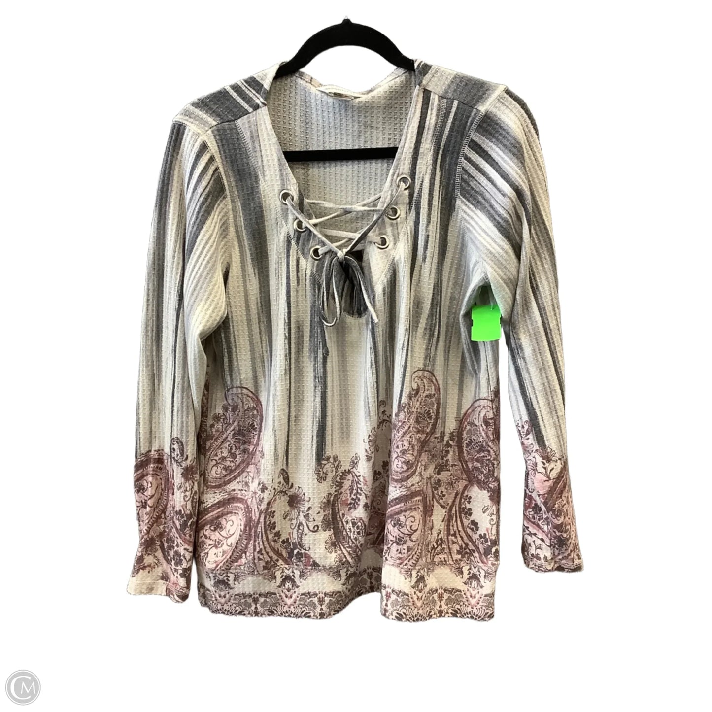 Top Long Sleeve By Christopher And Banks In Grey, Size: L
