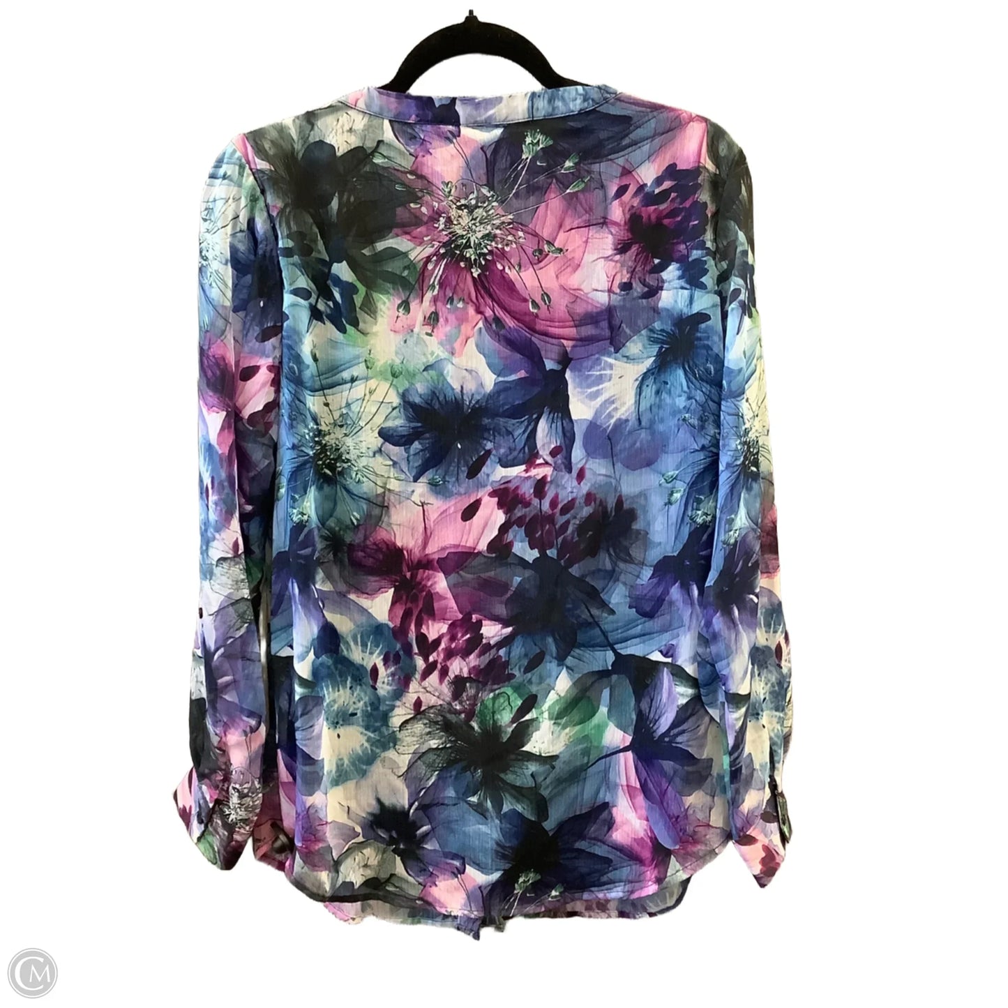 Top Long Sleeve By Christopher And Banks In Blue & Purple, Size: M