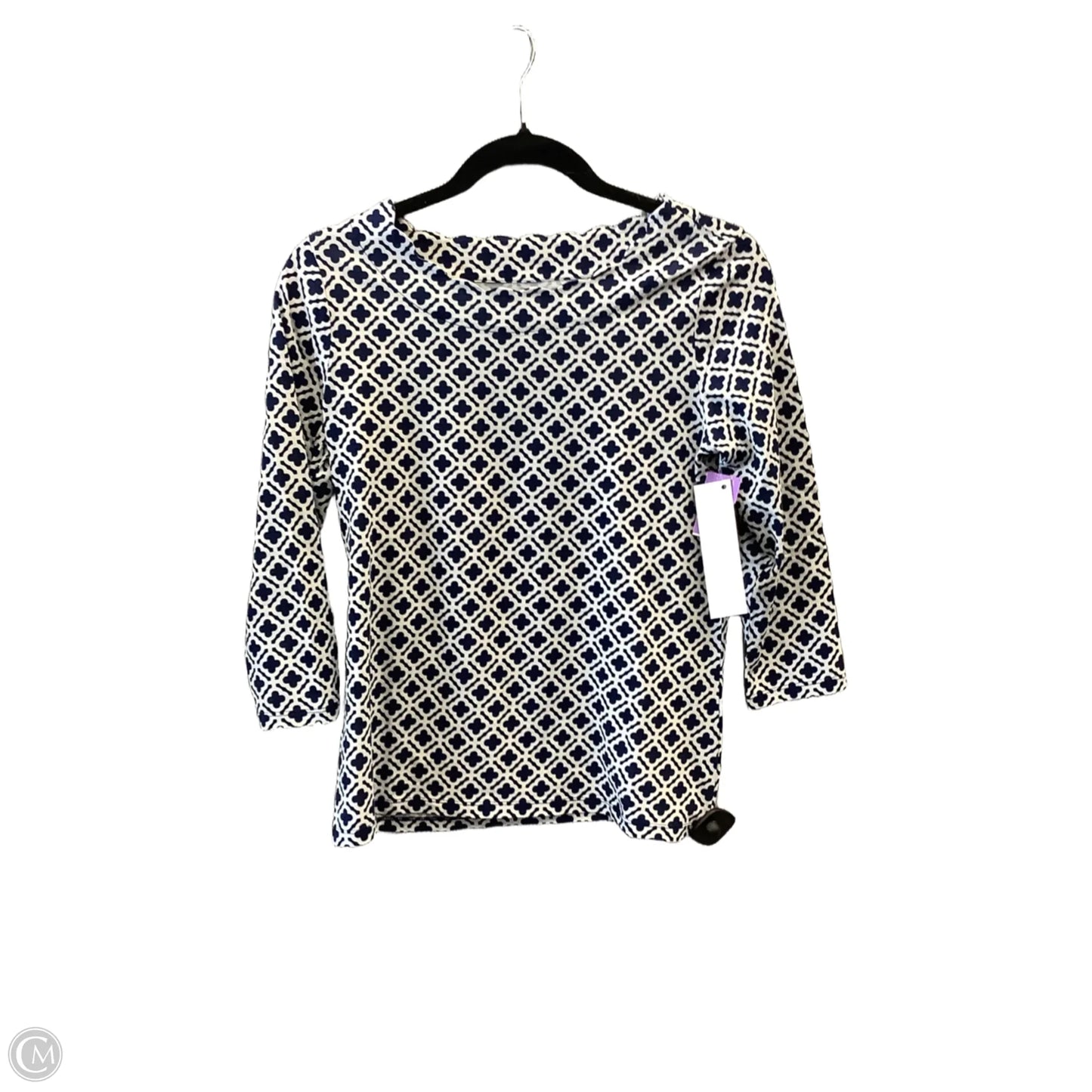 Top Long Sleeve By Talbots In Blue & White, Size: Sp