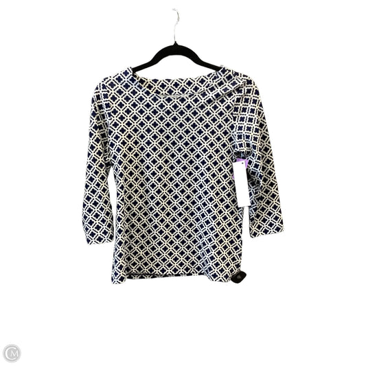 Top Long Sleeve By Talbots In Blue & White, Size: Sp