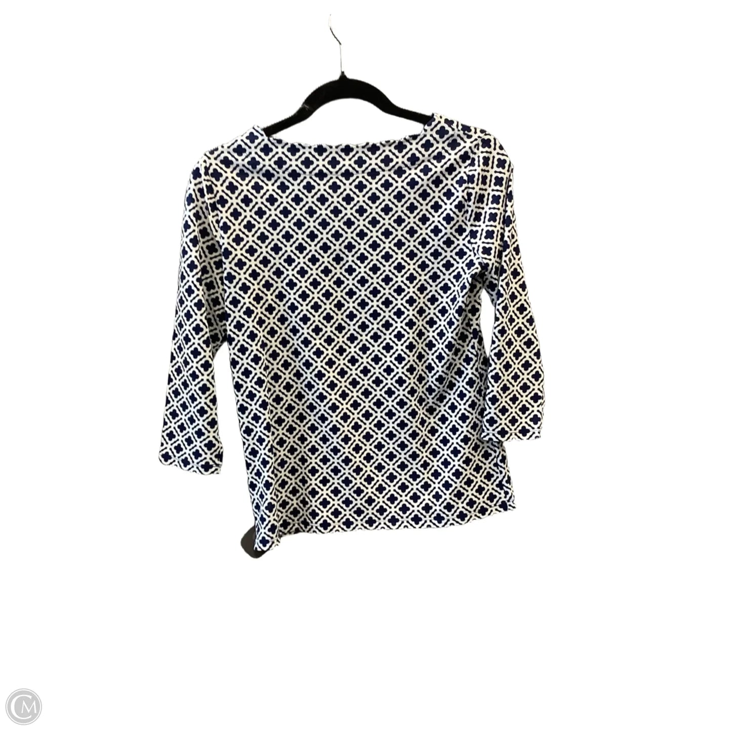 Top Long Sleeve By Talbots In Blue & White, Size: Sp