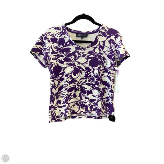 Top Short Sleeve By Jones New York In Purple & White, Size: Sp