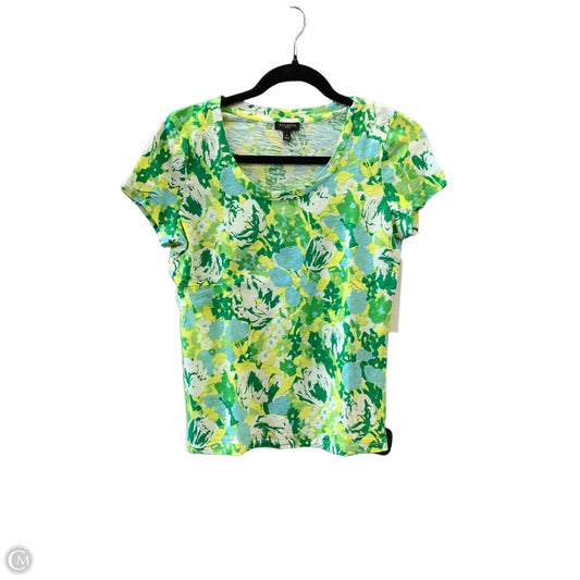 Top Short Sleeve By Talbots In Green & Yellow, Size: Sp