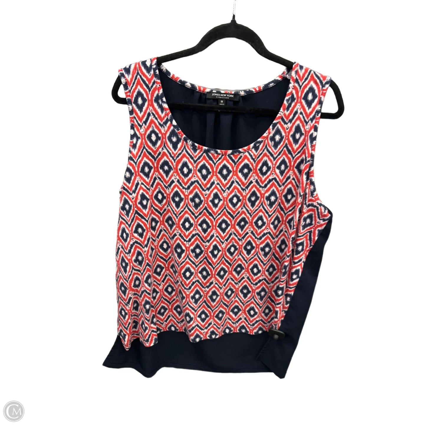 Top Sleeveless By Jones New York In Blue & Red & White, Size: 1x