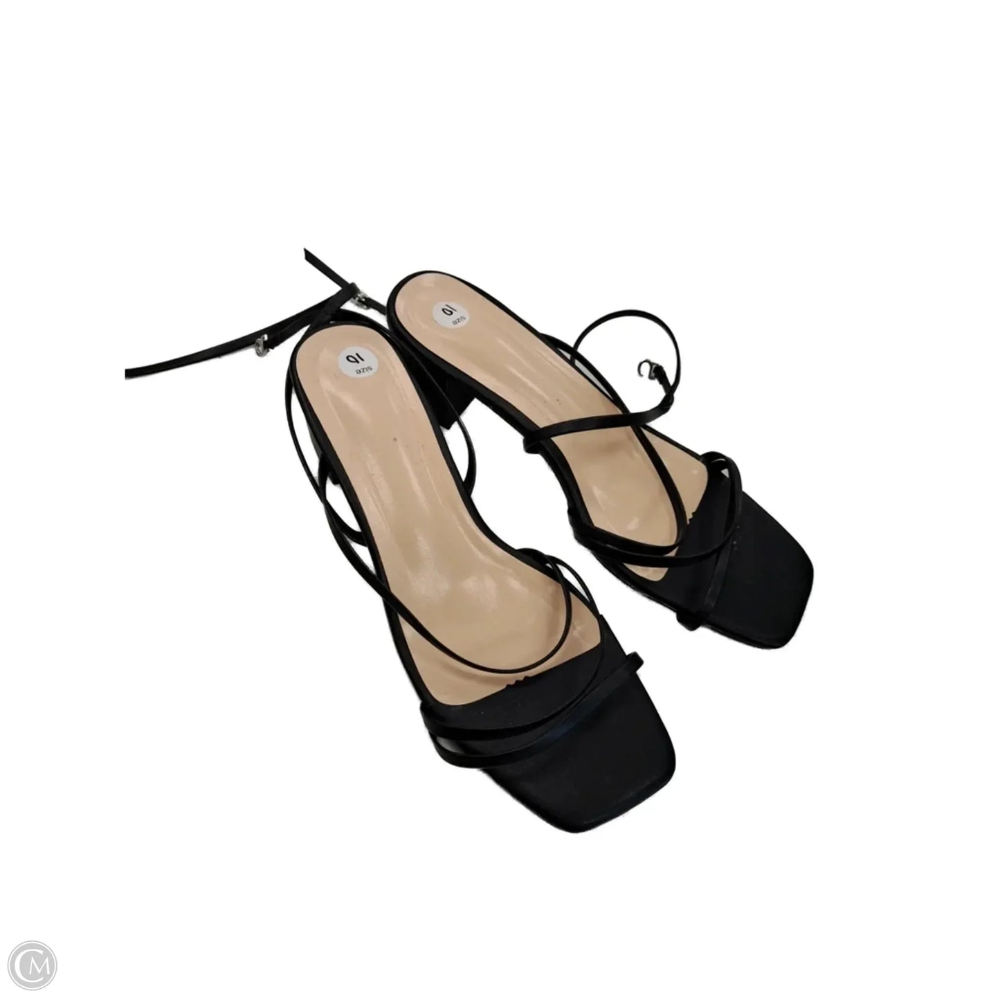 Sandals Heels Block By Clothes Mentor In Black, Size: 10