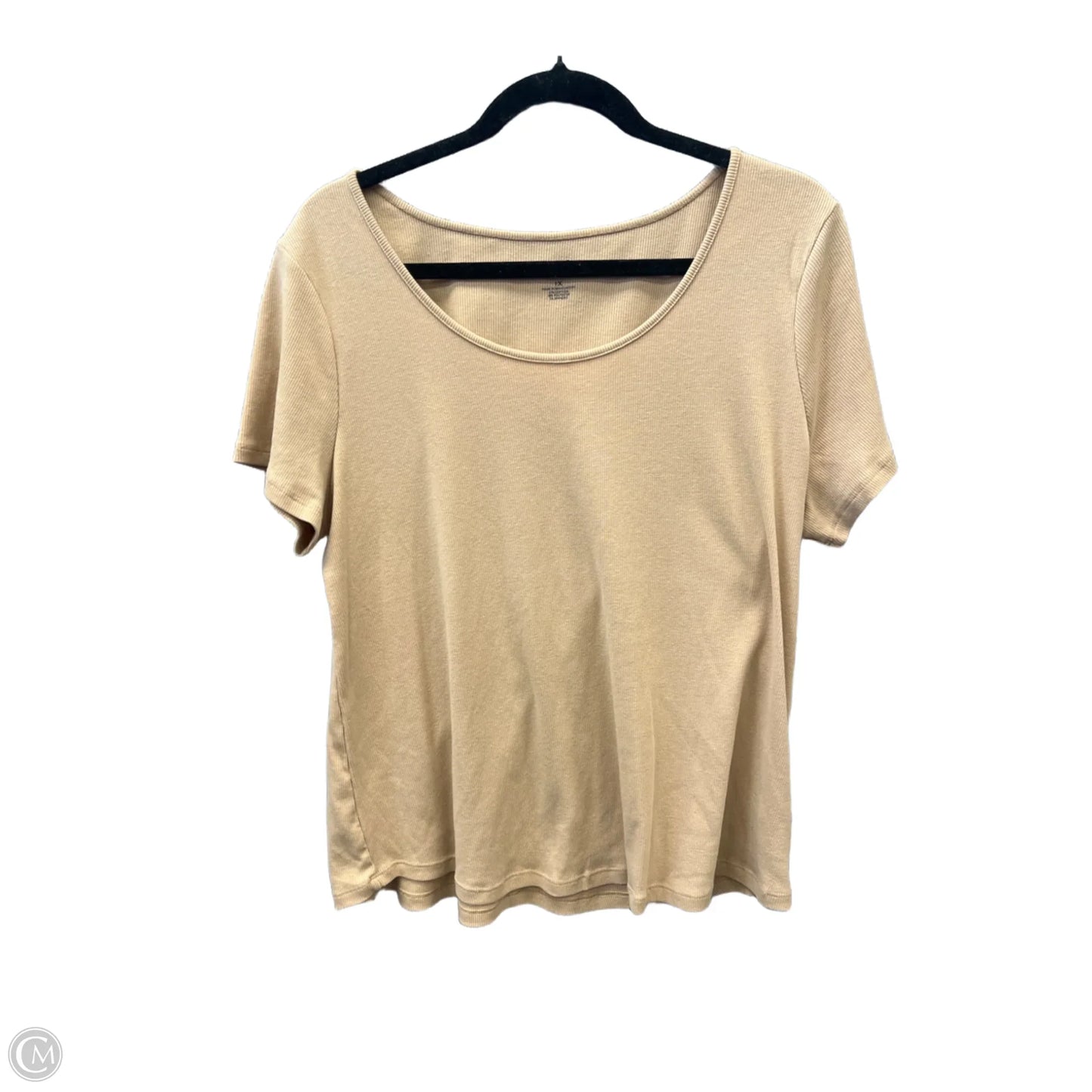 Top Short Sleeve By Falls Creek In Brown, Size: 1x