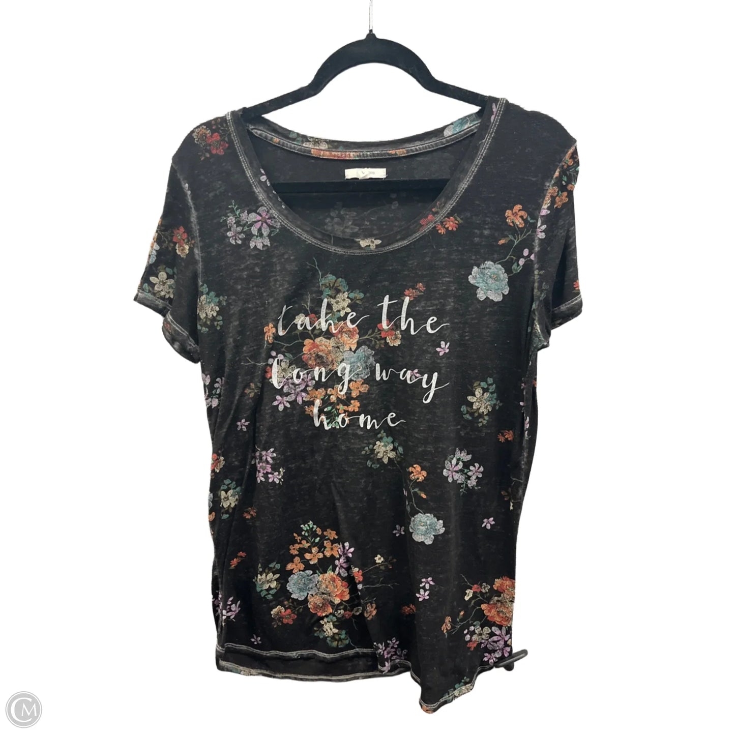 Top Short Sleeve By Maurices In Black, Size: L