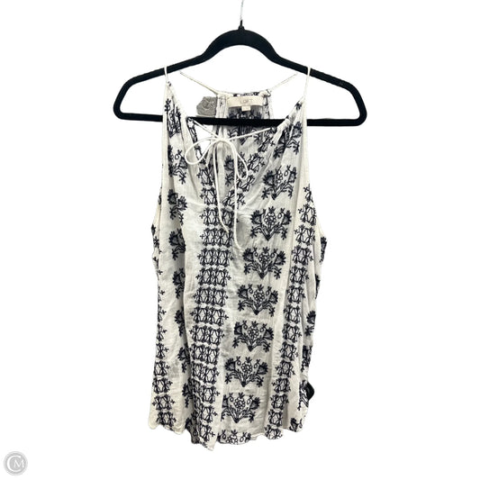 Top Sleeveless By Loft In Blue & White, Size: M