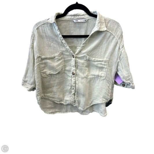 Top Short Sleeve By Zara In Green, Size: S