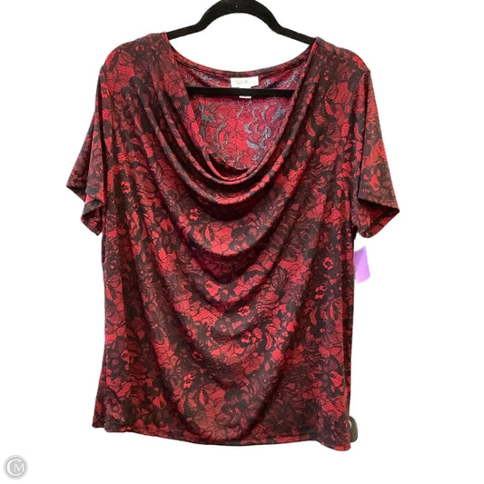 Top Short Sleeve By Jaclyn Smith In Red, Size: 1x