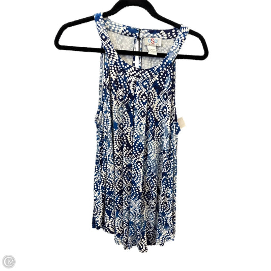 Top Sleeveless By Clothes Mentor In Blue & White, Size: L