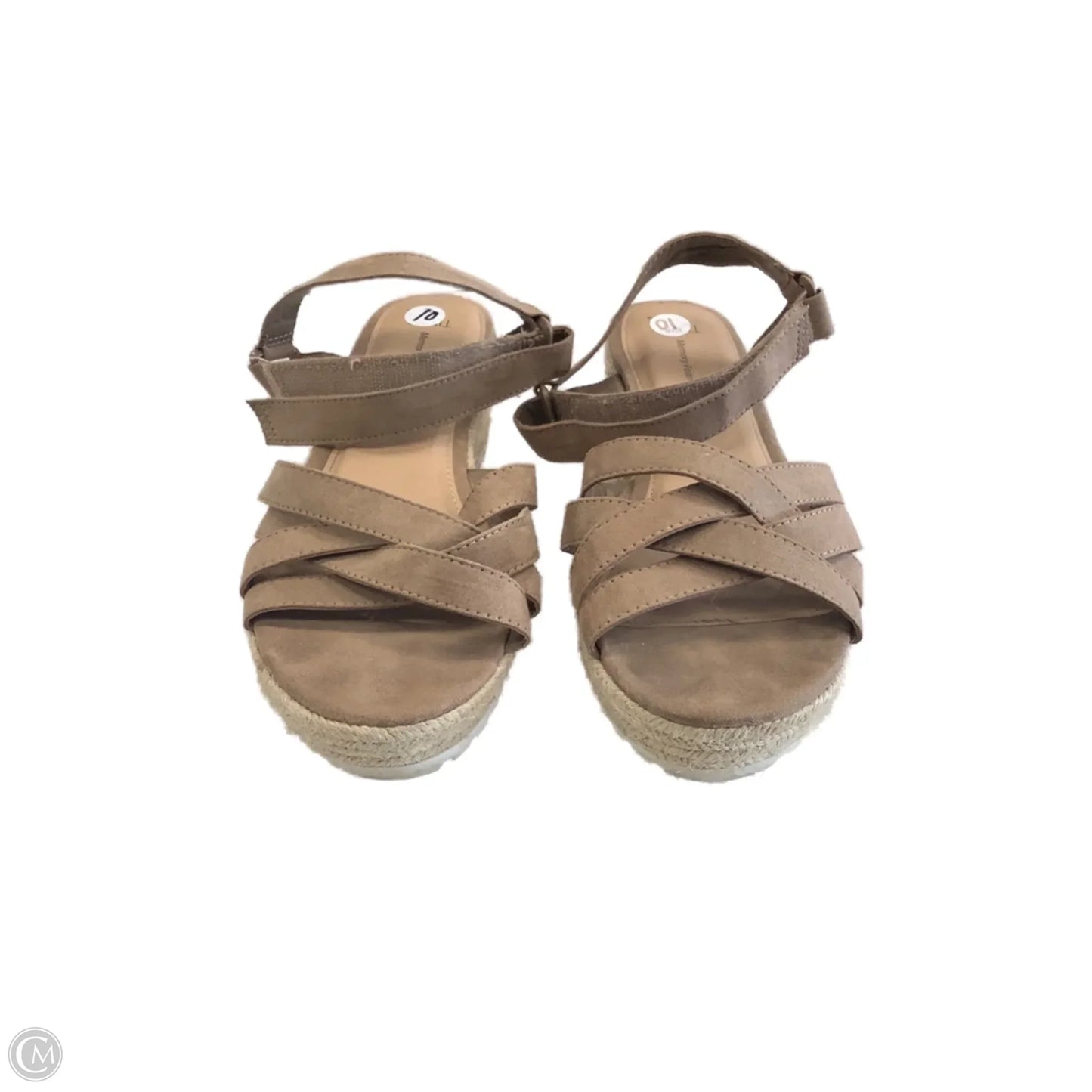 Sandals Heels Wedge By Time And Tru In Tan, Size: 10