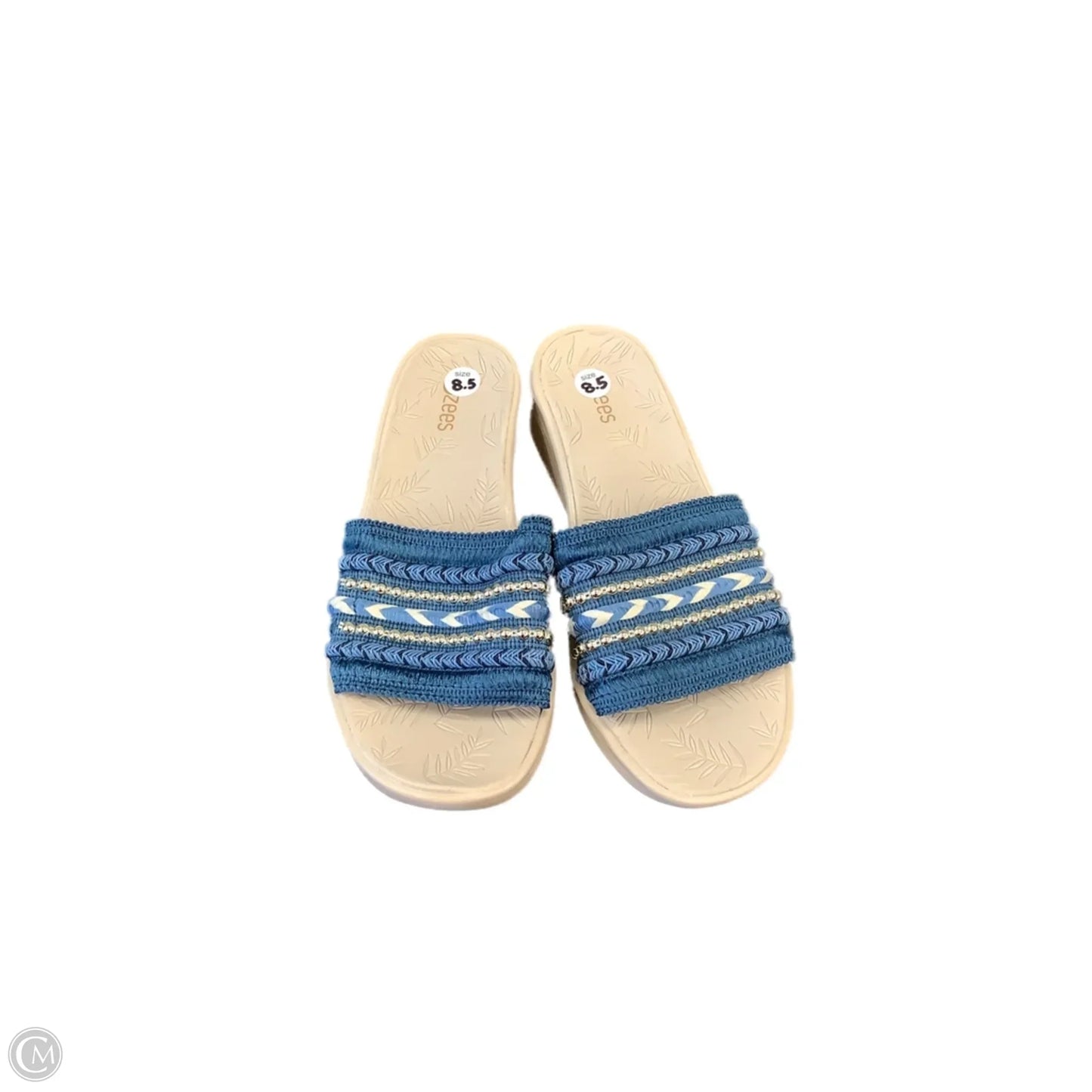 Sandals Heels Wedge By Bzees In Blue & Brown, Size: 8.5