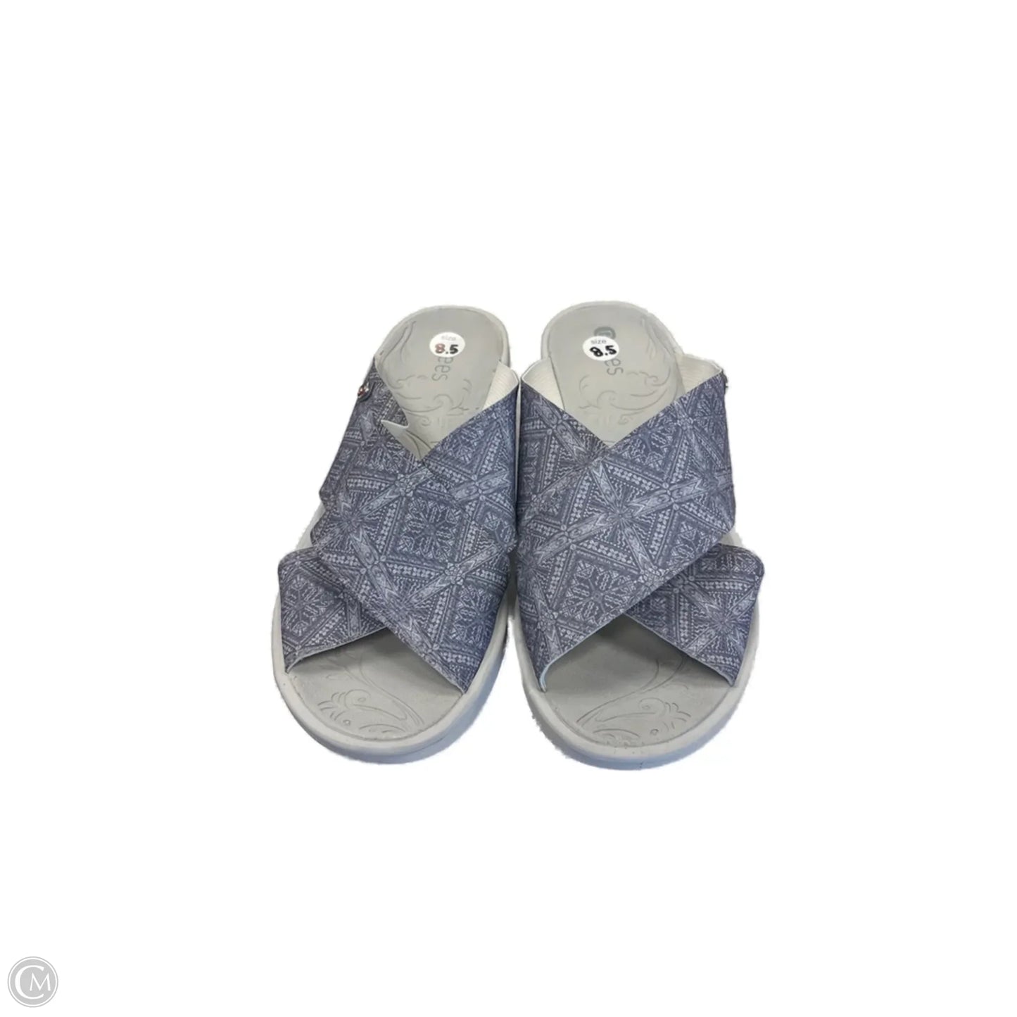 Sandals Heels Wedge By Bzees In Blue & Grey, Size: 8.5