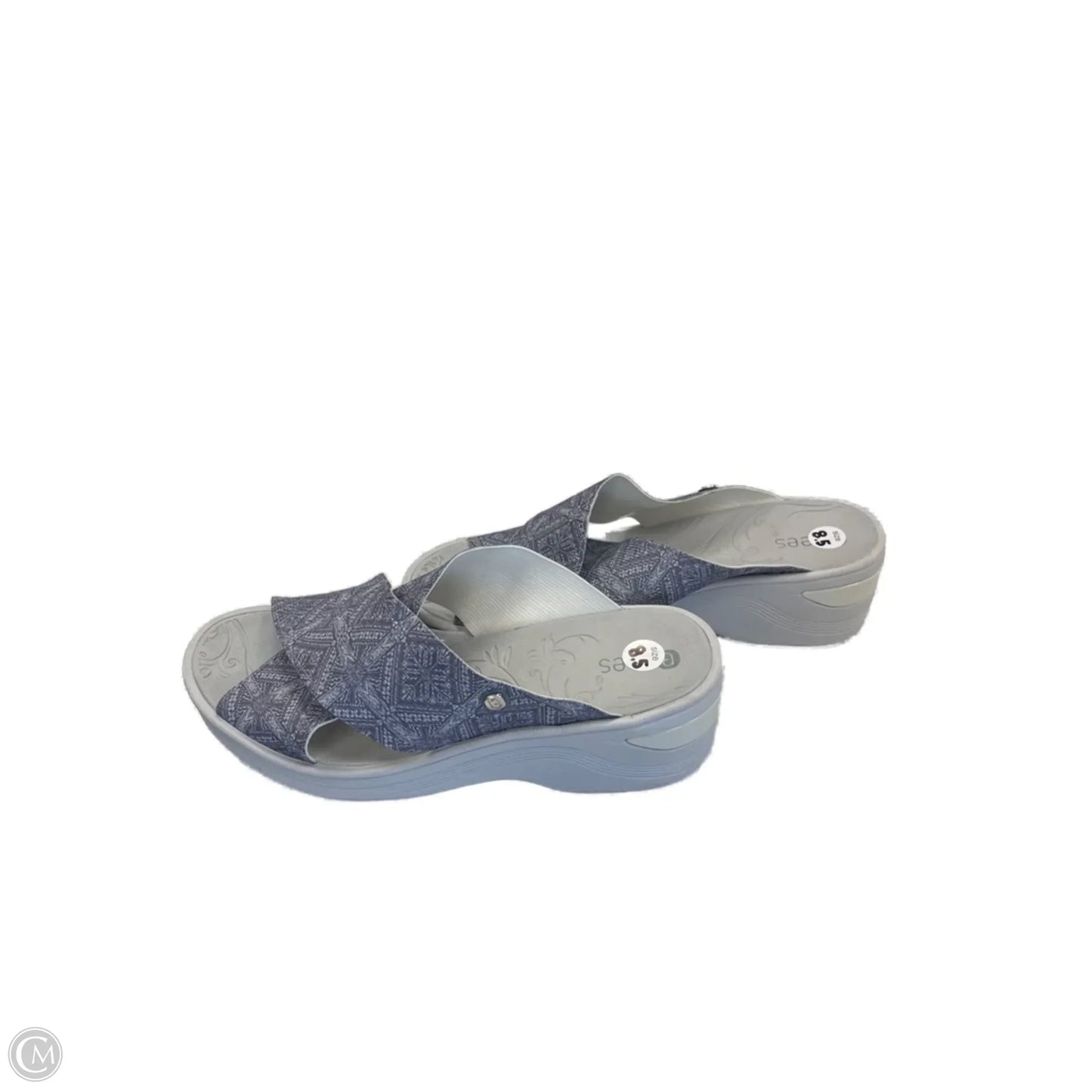 Sandals Heels Wedge By Bzees In Blue & Grey, Size: 8.5