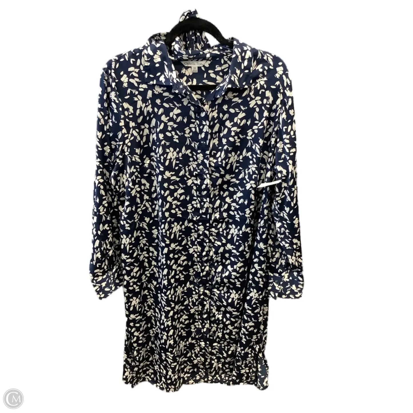 Dress Casual Midi By Ophelia Roe In Blue & White, Size: 1x