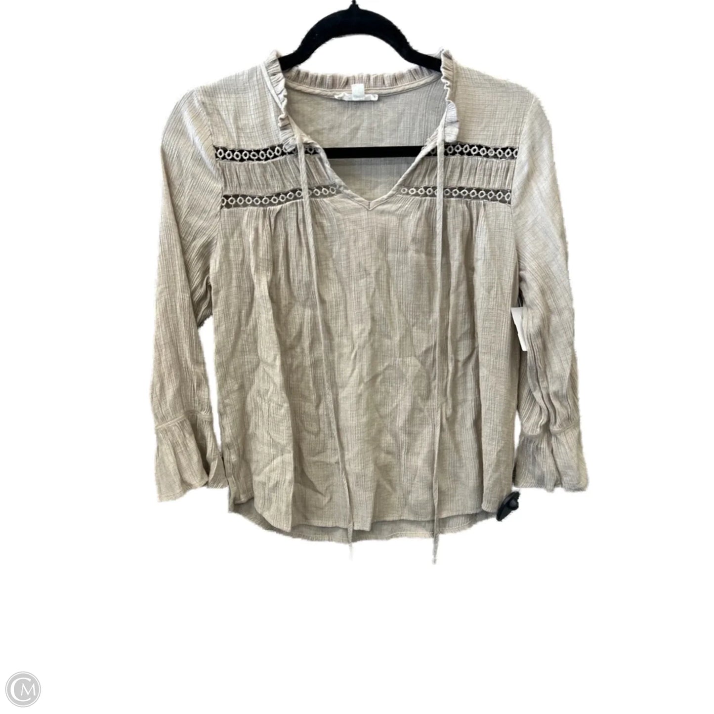 Top Long Sleeve By Mine In Beige, Size: M