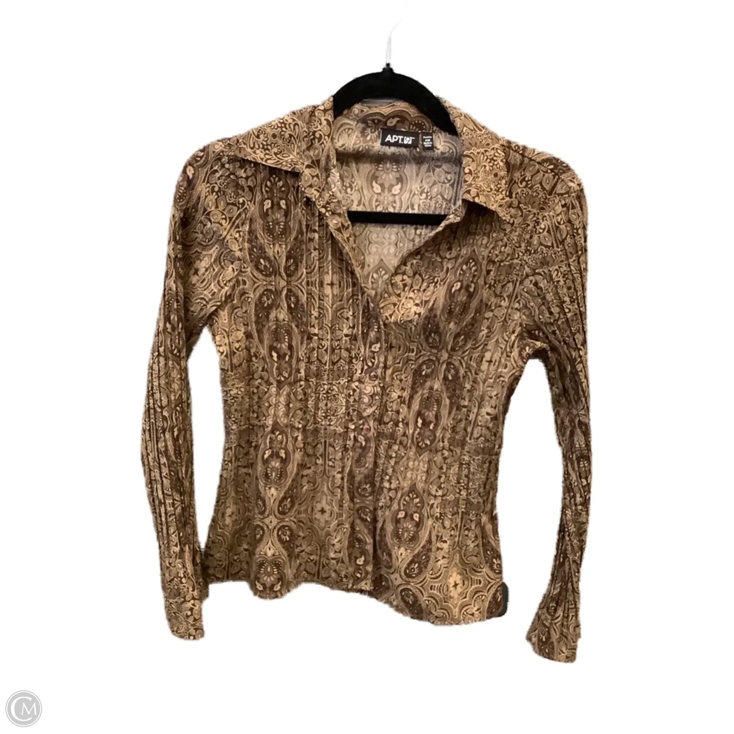 Top Long Sleeve By Apt 9 In Brown, Size: Mp
