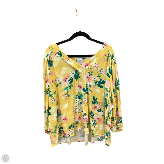 Top Long Sleeve By St Johns Bay In Yellow, Size: Xxl