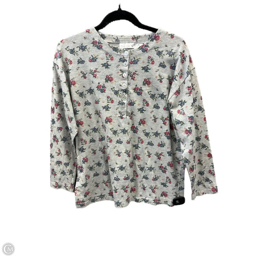 Top Long Sleeve By Basics Plus In Grey, Size: L