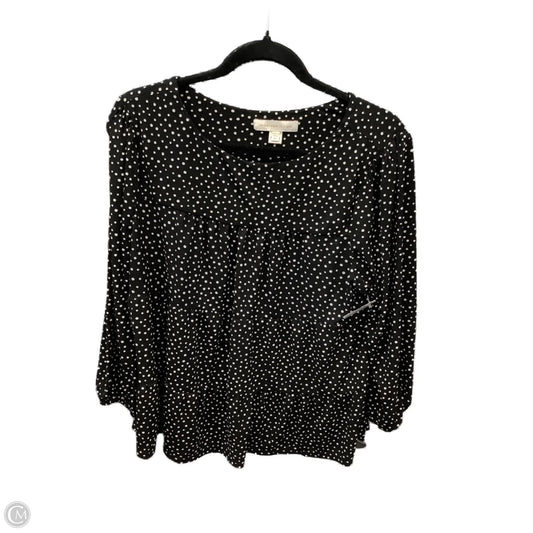 Top Long Sleeve By Monteau In Polkadot Pattern, Size: Xl