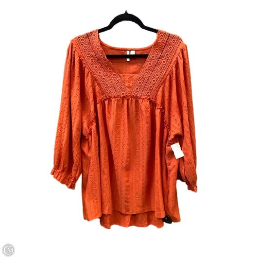 Blouse Long Sleeve By Cato In Orange, Size: 1x