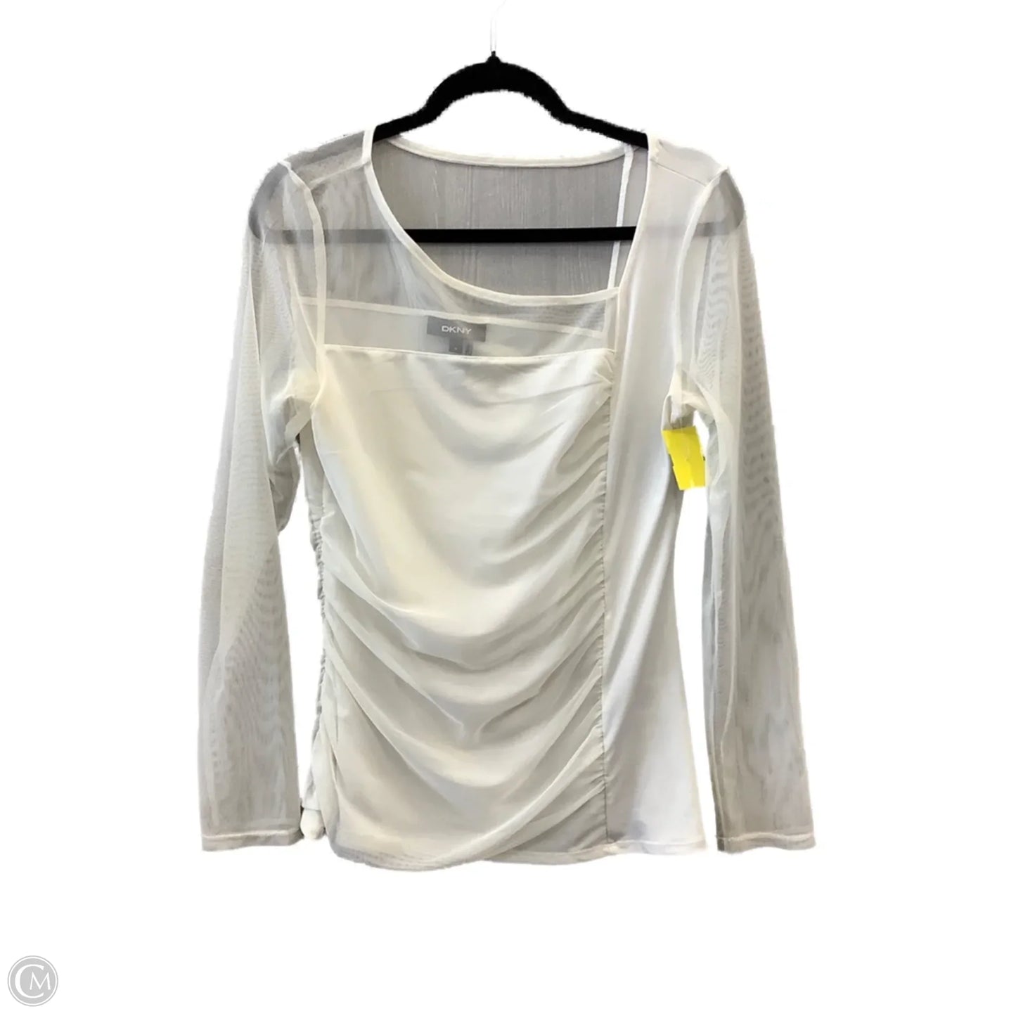 Top Long Sleeve By Dkny In White, Size: M