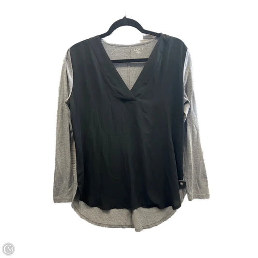 Top Long Sleeve By Loft In Black & Grey, Size: M