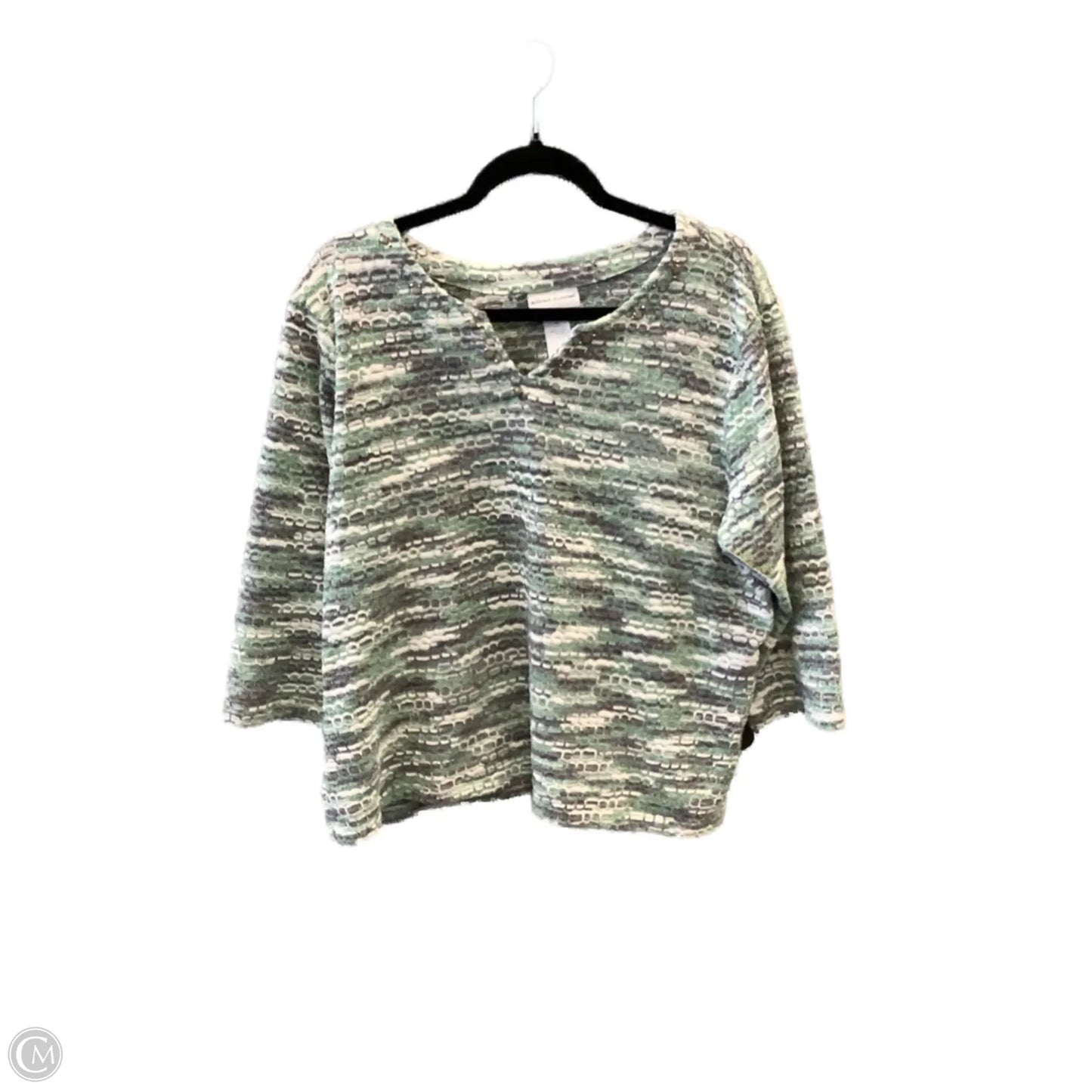 Top Long Sleeve By Alfred Dunner In Green & Grey, Size: Lp