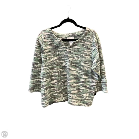 Top Long Sleeve By Alfred Dunner In Green & Grey, Size: Lp