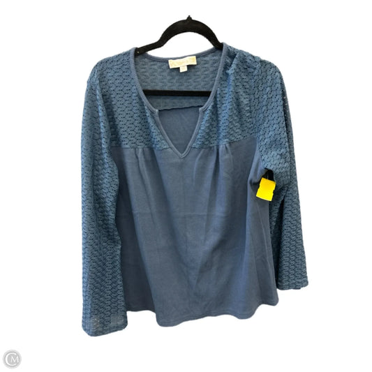 Top Long Sleeve By Suzanne Betro In Blue, Size: 1x