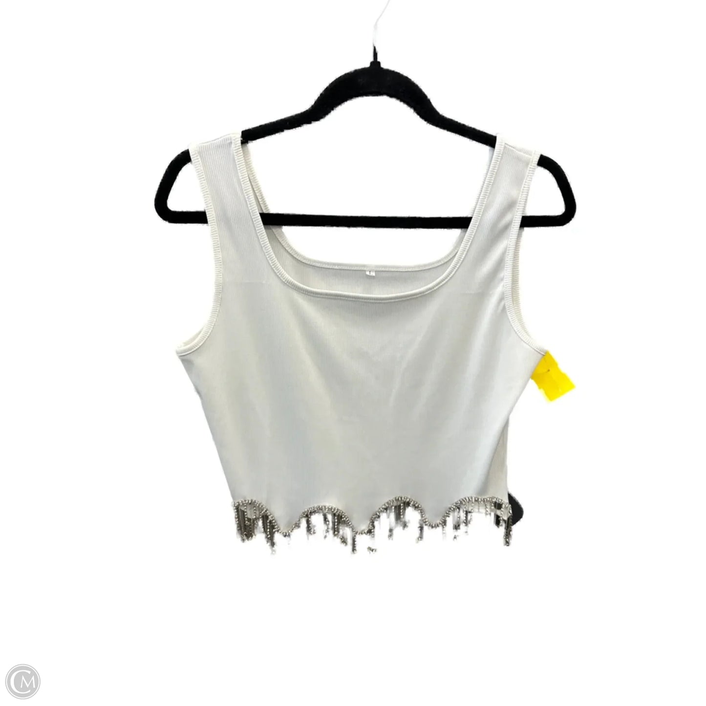 Top Sleeveless By Clothes Mentor In Silver & White, Size: L