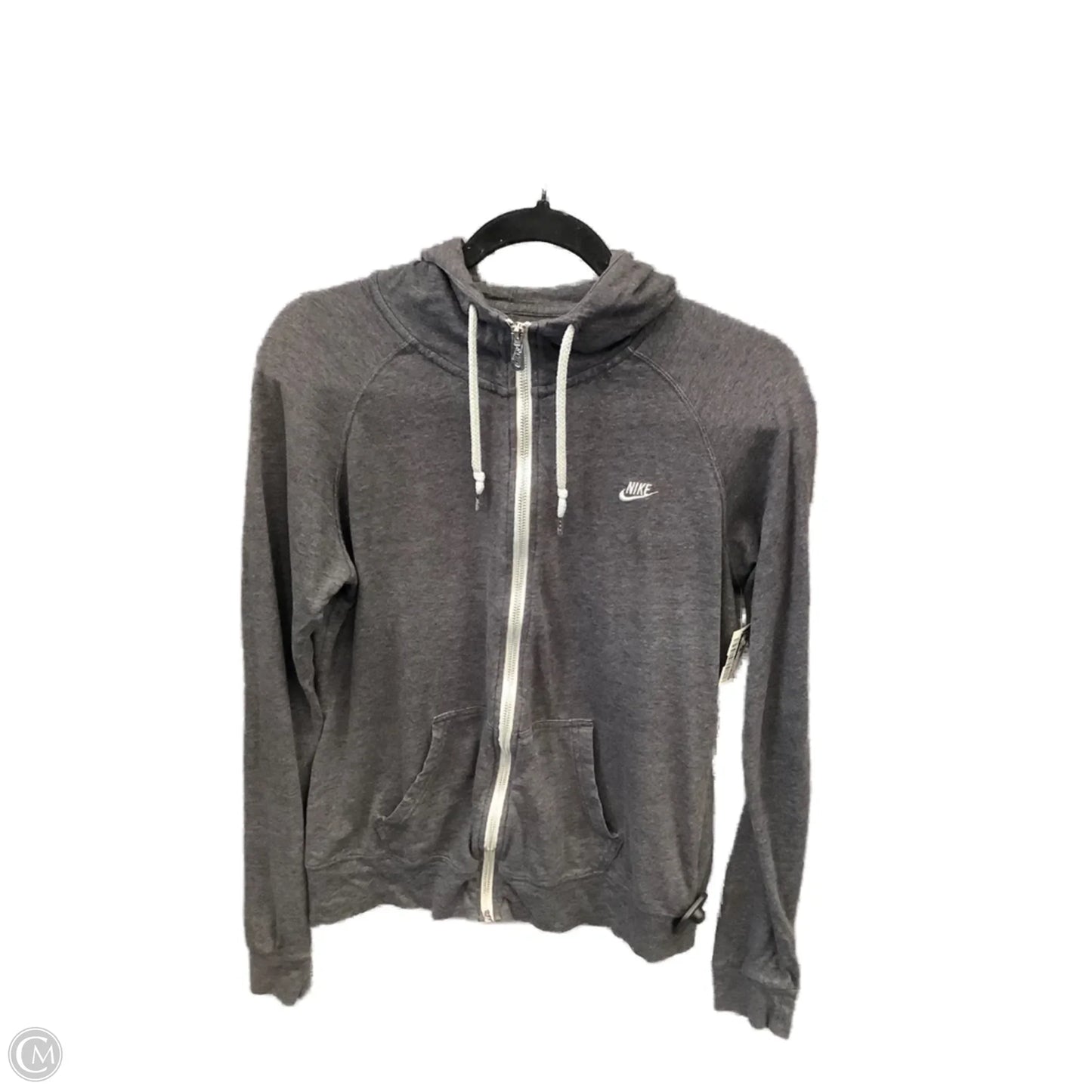 Athletic Top Long Sleeve Hoodie By Nike Apparel In Grey, Size: L