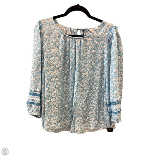 Top Long Sleeve By Lc Lauren Conrad In Blue & White, Size: Xxl