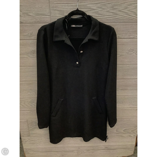 Tunic Long Sleeve By Zara In Black, Size: M