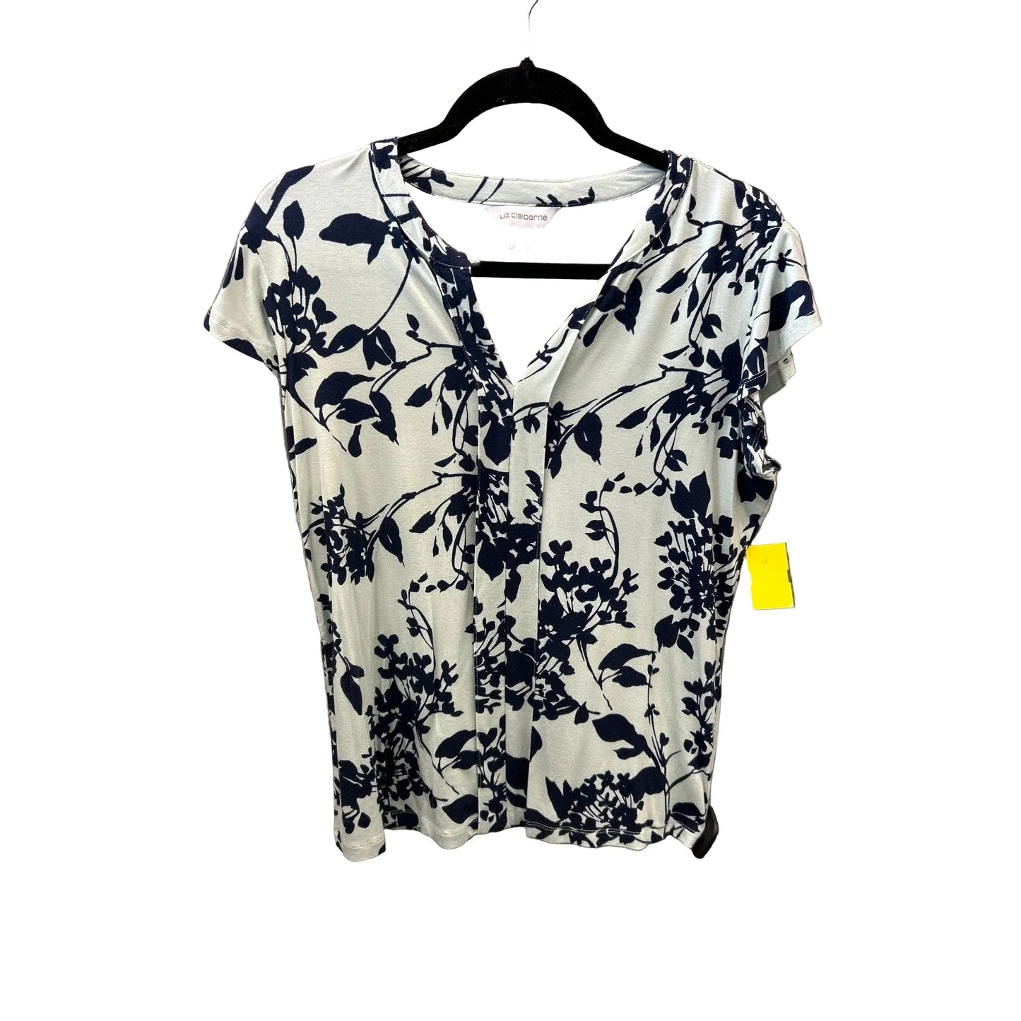 Blouse Short Sleeve By Liz Claiborne In Blue & Green, Size: M