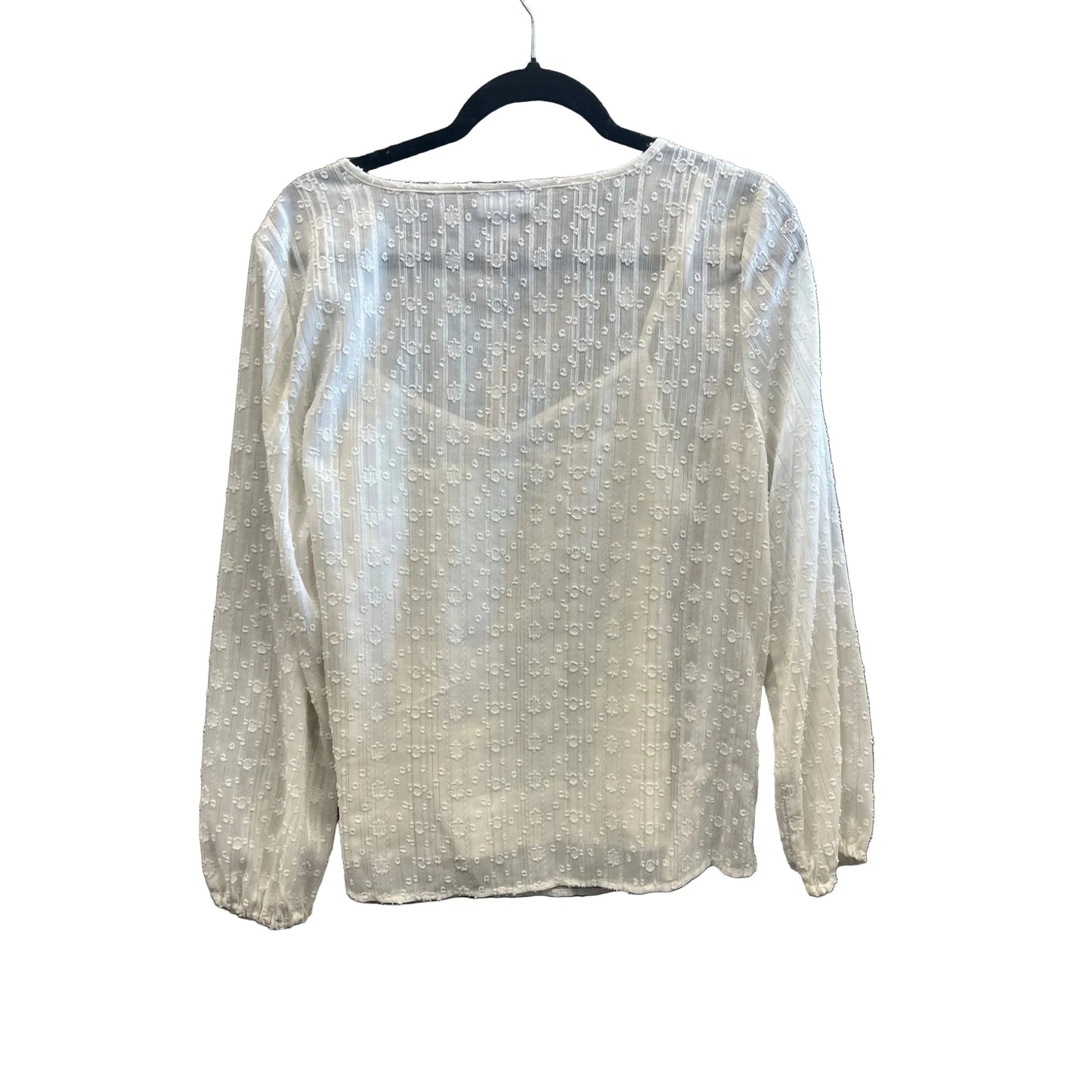 Top Long Sleeve By Liz Claiborne In White, Size: M