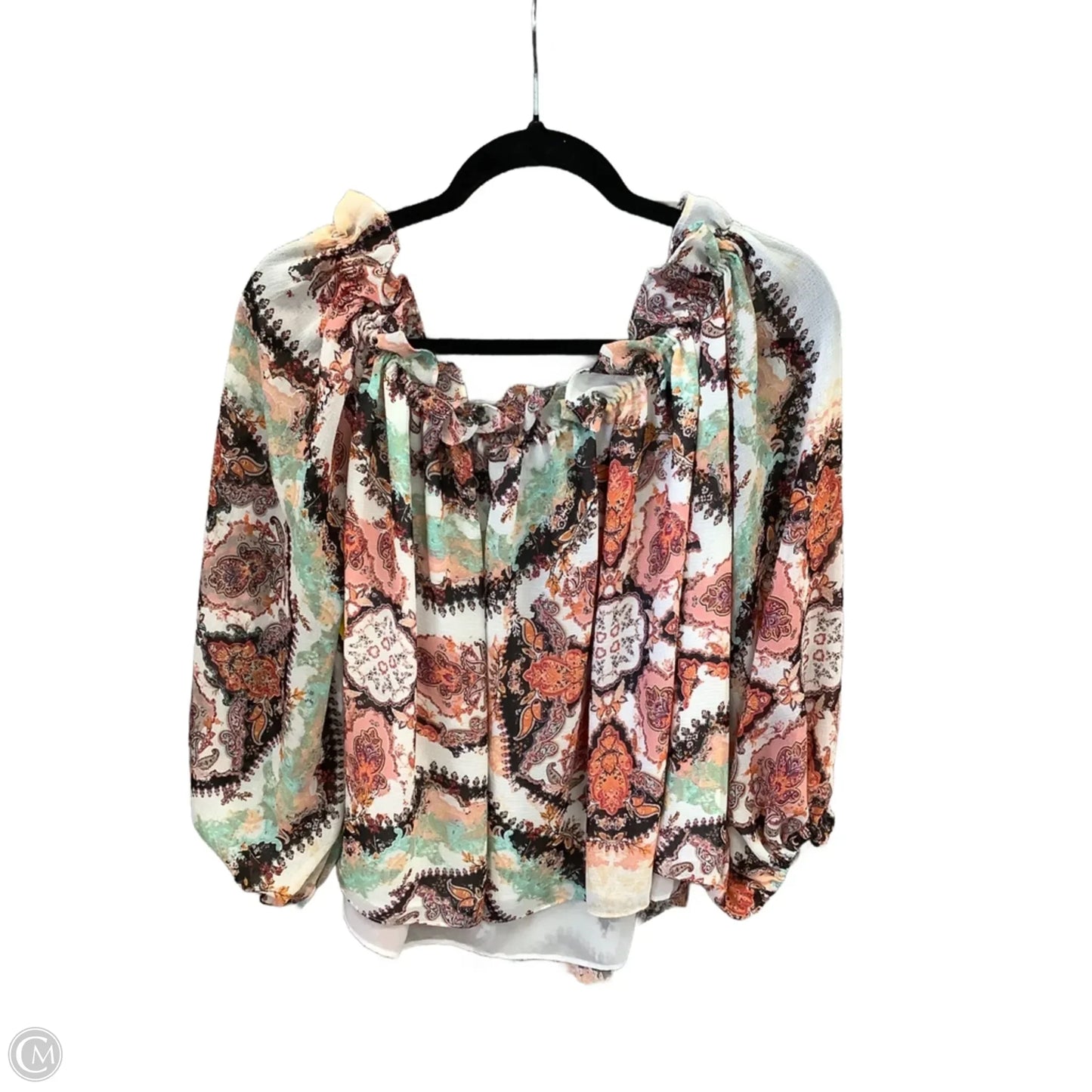 Blouse Long Sleeve By International Concepts In Multi-colored, Size: 1x