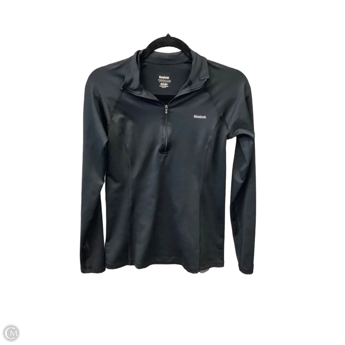 Athletic Top Long Sleeve Collar By Reebok In Black, Size: M