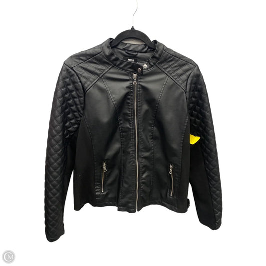 Jacket Moto By Clothes Mentor In Black, Size: L