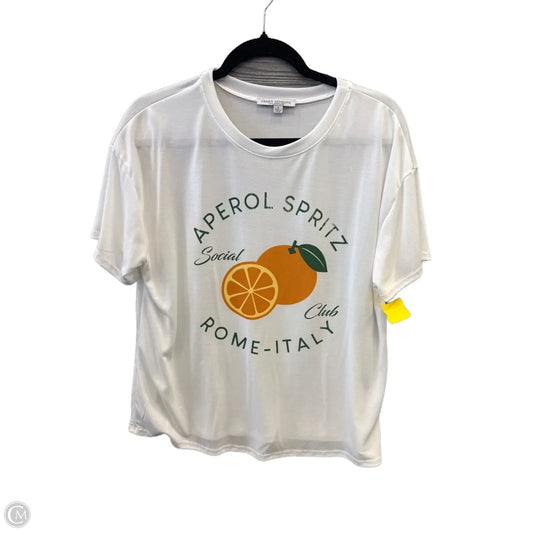 Top Short Sleeve By Green Envelope In White, Size: L