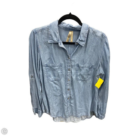 Top Long Sleeve By Liverpool In Blue Denim, Size: M