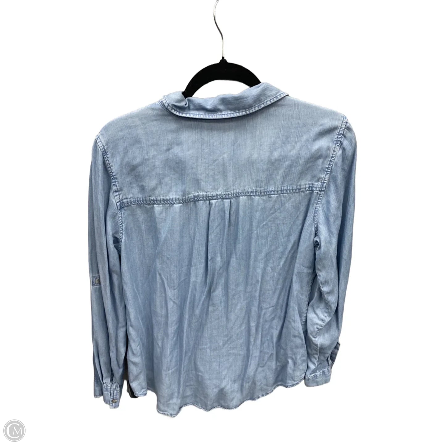 Top Long Sleeve By Liverpool In Blue Denim, Size: M