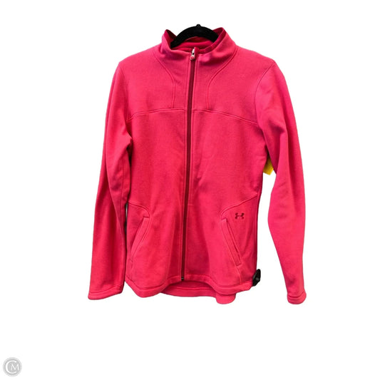 Athletic Top Long Sleeve Collar By Under Armour In Pink, Size: M